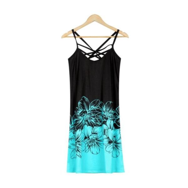 Tropical Beauty Crisscross Strappy Mini Dress