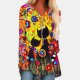 Cute Cartoon Print V-Neck Top