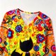 Cute Cartoon Print V-Neck Top