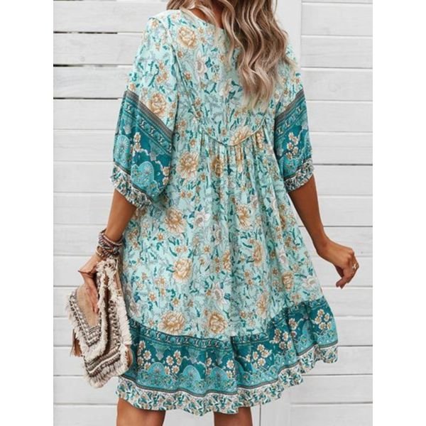 Printed Short Sleeve Mini Dress