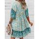 Printed Short Sleeve Mini Dress